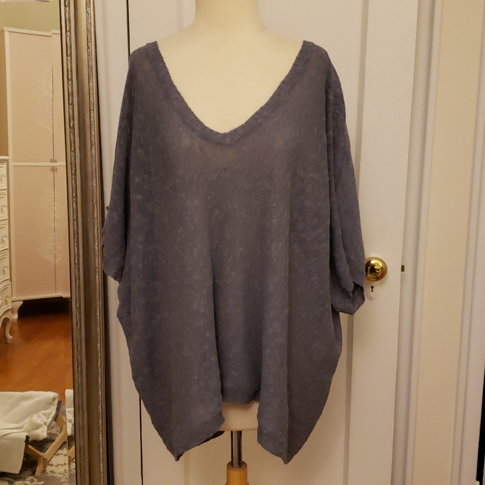 Blue Grey Eileen Fisher Batwing Sweater
